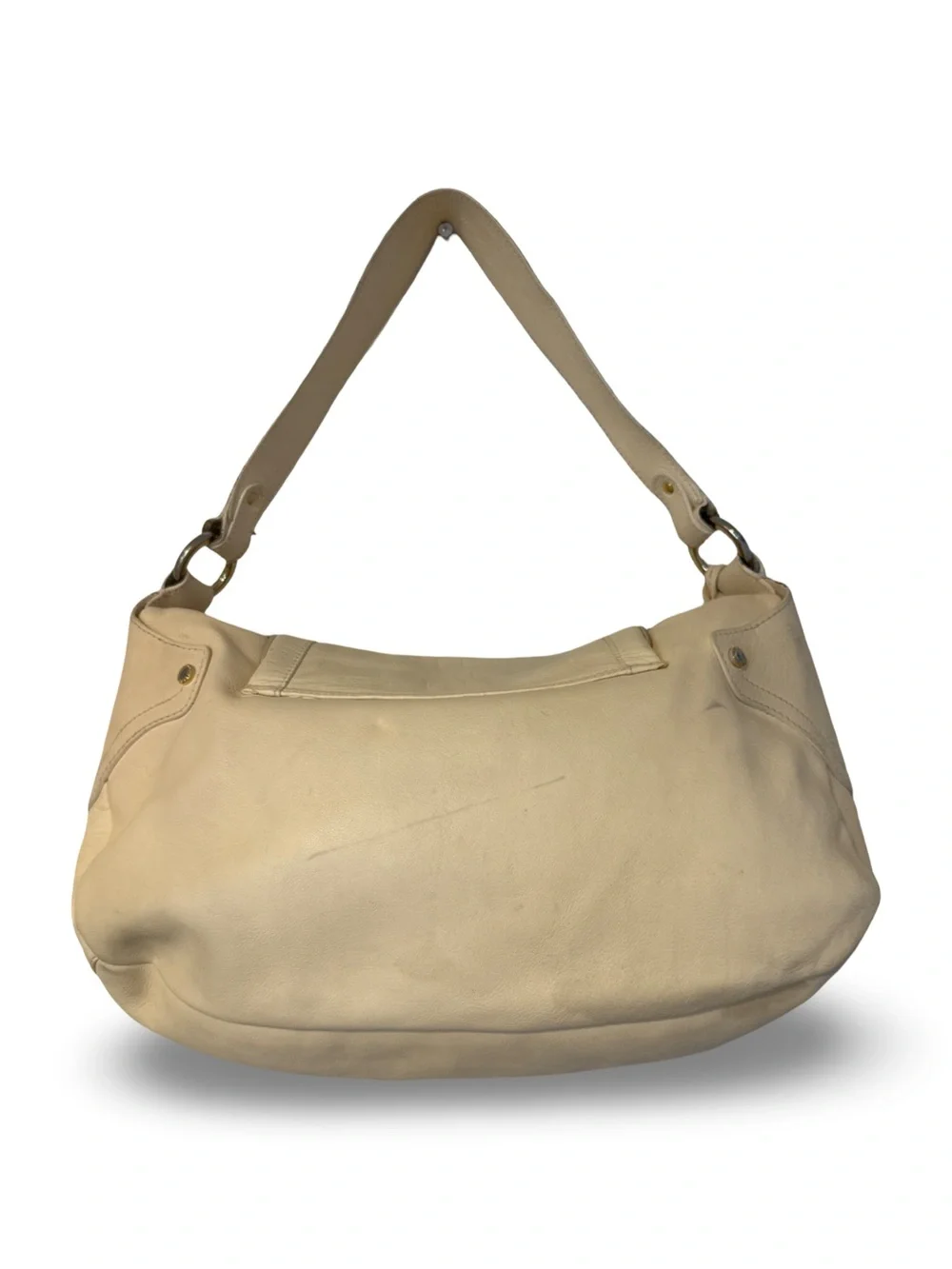 Giuseppe Zanotti Cream Leather Hobo with Gold and Amber Hardware